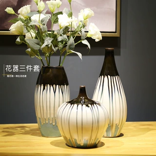 客厅欧式摆件家居装饰品创意陶瓷花瓶颜色釉样板间软装工艺品批发