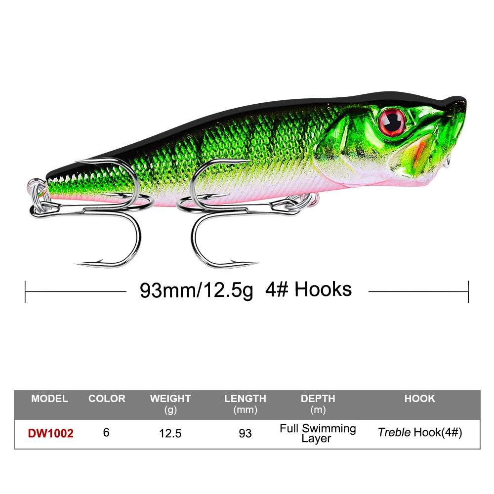 Hard popper lure (PROBEROS) 9.5 cm 12 g, ABS bionic bait, 6 color options