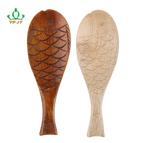 yfjy Japanese and Korean wooden fish and rice spoon Japanese creative household wooden spoon restaurant hotel kitchen supplies wholesale
