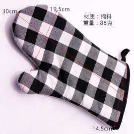 大眼睛硅胶烘焙微波炉烤箱手套斜黑色波浪加厚加棉硅胶隔热手套