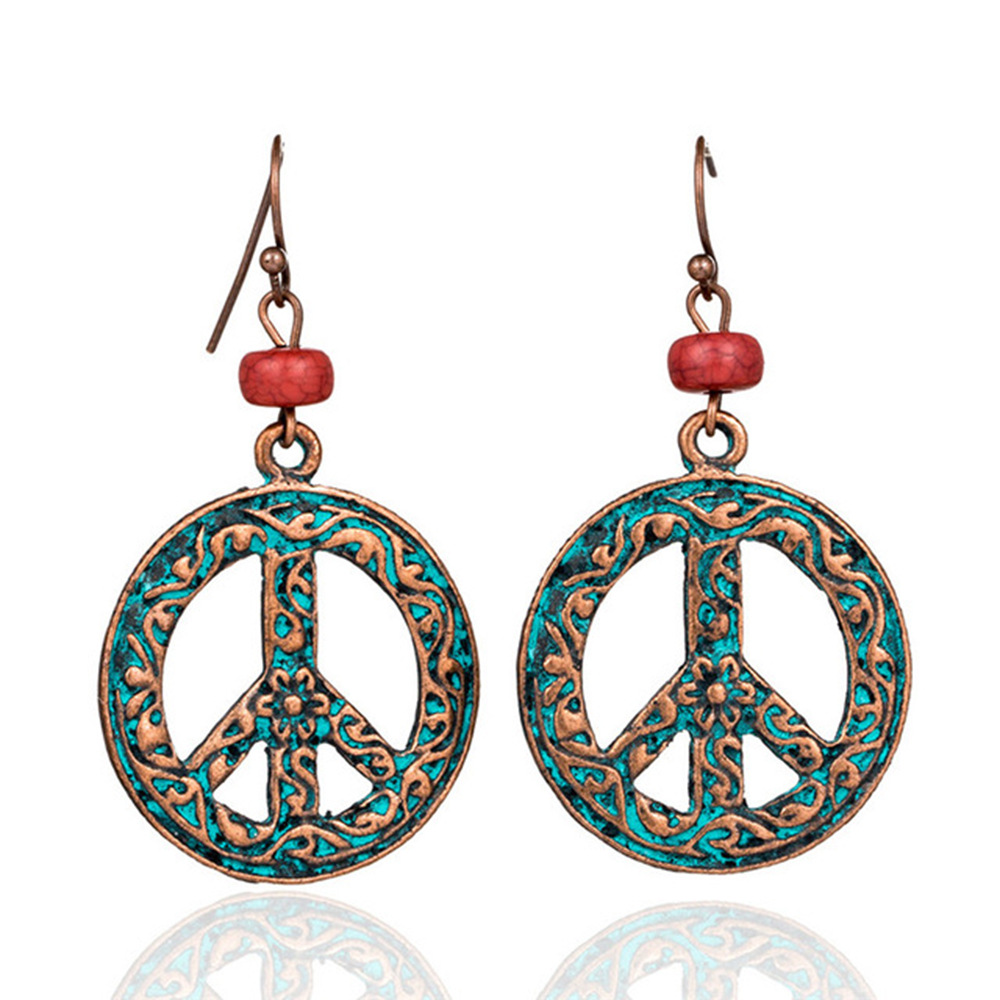 Retro Alloy Earrings Women'S European And American Fashion Pattern Hollowed Out Ear Accessories