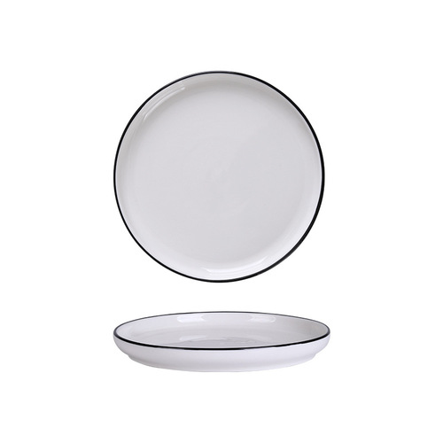 Shawn Export European Nordic Home Set Ceramic Tableware Simple Black Edge Black Line Tableware Bowls Plates