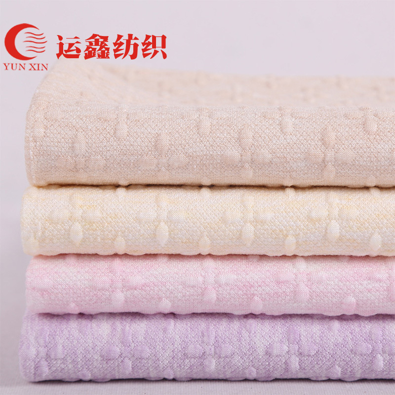 运鑫 厂家供应素色染色幸运花彩棉提花空气层 服装家纺面料现货