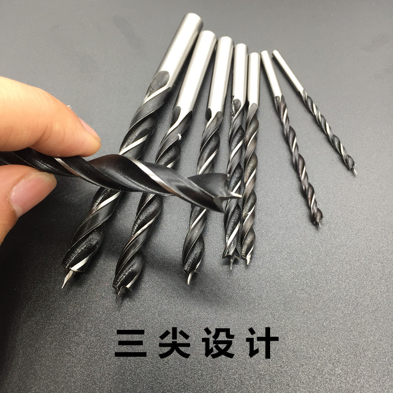 Woodworking three-point drill round shank woodworking drill Yiluo drill bit 3-10mm set twist drill bit