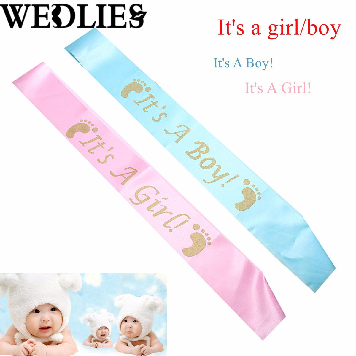 Bebé espectáculo recién nacido bebé etiqueta cinturón fiesta bebé azul niño Rosa chica etiqueta correa de hombro