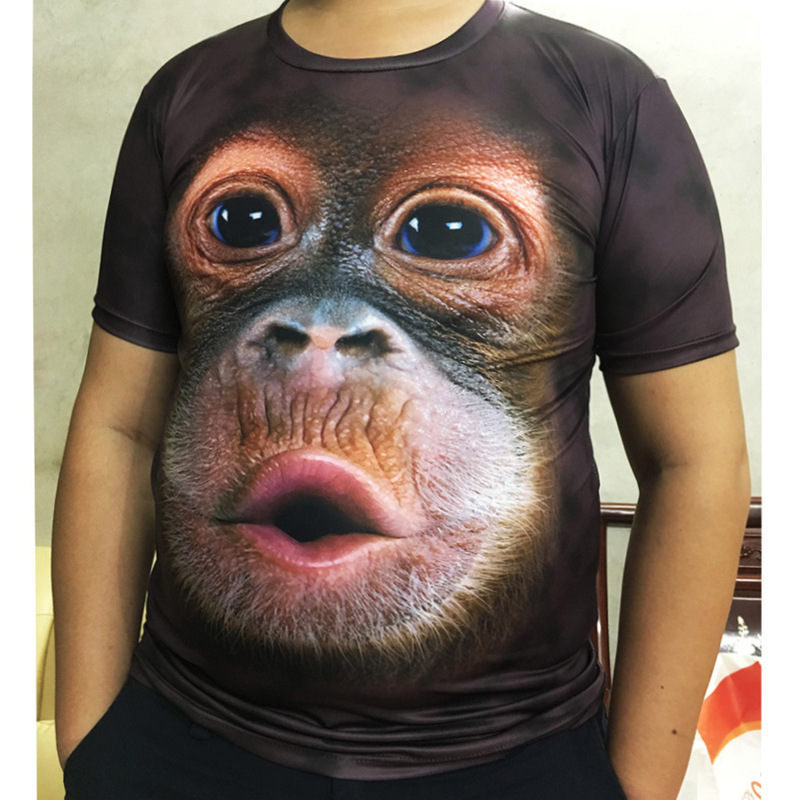 Funny Gorilla Short-Sleeved Men's Funny Spoof 3D Animal Monkey Short T-Shirt Plus Size Clothes Ice Silk Half-Sleeved Summer Funny Gorilla Short-Sleeved Men's Funny Spoof 3D Animal Monkey Short T-Shirt Plus Size Clothes Ice Silk Half-Sleeved Summer