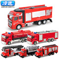 合金车消防车儿童玩具云梯车升降回力消防救援车模型玩具车跨境热