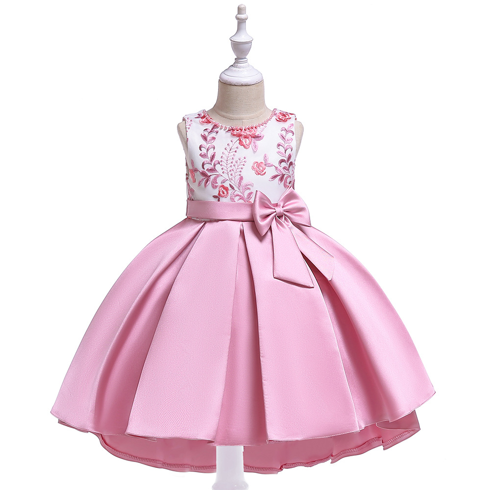 Vestido europeo y americano para niños vestido de princesa bordado para niñas vestido de noche de arco vestido de pasarela para niños