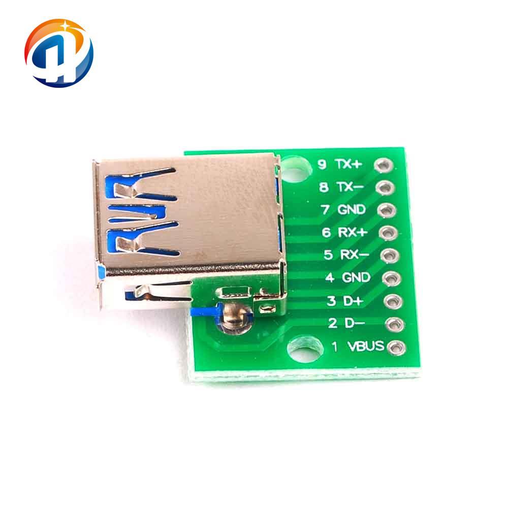 C37 USB 3.0 母头座转DIP模块 扁平 转直插 转接板母座 转换板