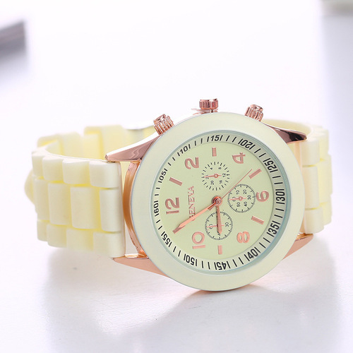GENEVA AliExpress Geneva Silicone Watch Fashion Watch Three Eyes Candy Color Women's Watch