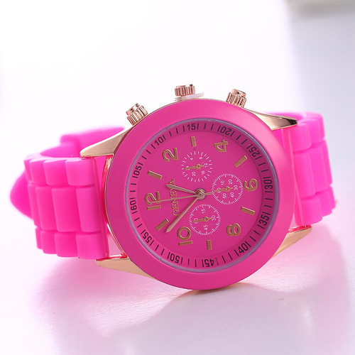 GENEVA AliExpress Geneva Silicone Watch Fashion Watch Three Eyes Candy Color Women's Watch