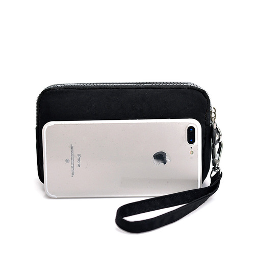 Women's Long Handle Fabric Wallet Handbag with Three Compartments Large Capacity Phone Bag