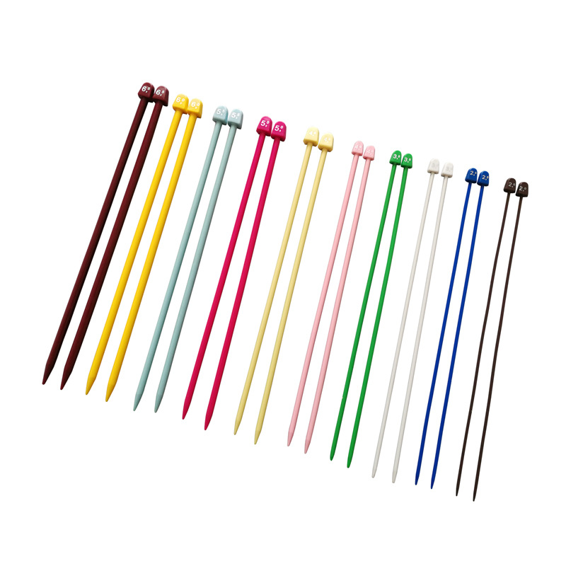 Herramientas de tejido de color aguja de suéter de punta única con cuentas aguja de suéter de acero de plástico un conjunto de 10 pagos