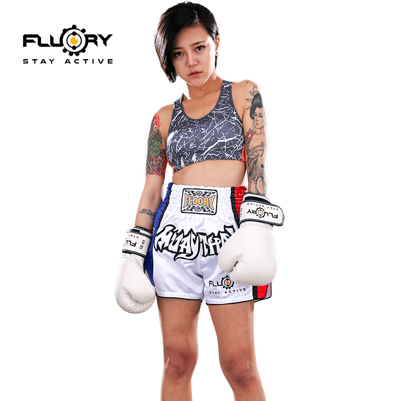 2018 New Thai boxing shorts men's and women's FLUORY children's free fight fighting shorts sanda boxing suit