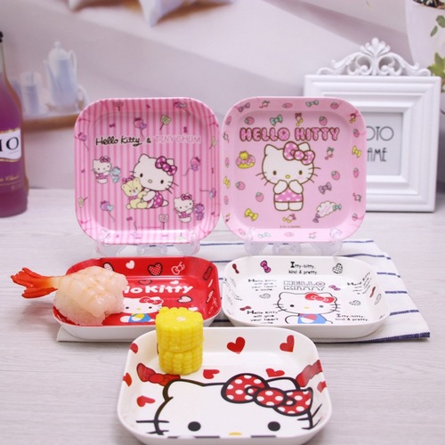 Home Cartoon Melamine TSUM Tableware Snack Plate Cute Creative Fruit Plate Melamine Dinner Plate Square Bone Plate