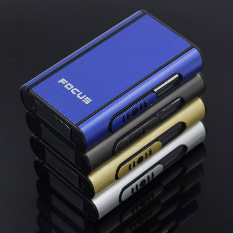 Focus JD-006 Carrying Lang Automatic Cigarette Case Personality Fashion Smoking Aluminum Alloy Automatic Cigarette Case Cross-border