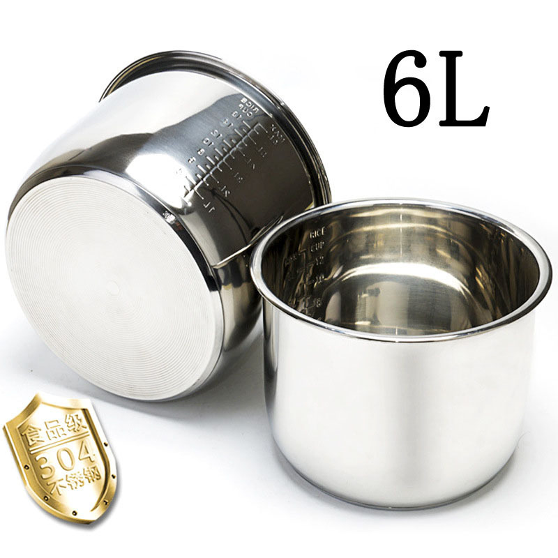 Factory direct supply 304 stainless steel liner 6L rice cooker pressure cooker double bottom inner 0.8 thick liner general wholesale