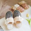 Winter cute slippers with bow, non-slip keep warm footwear indoor