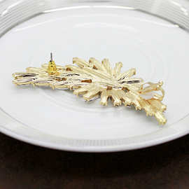 欧美外贸饰品 个性时尚 镶钻 满钻月牙状 宝石花朵耳夹耳饰