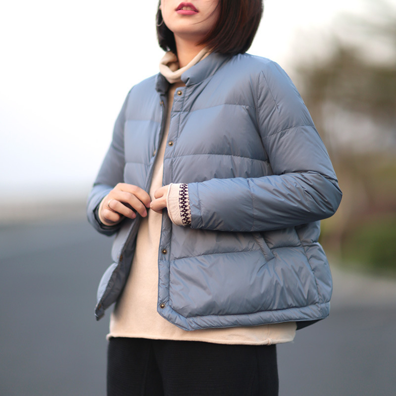 [Yichen] 25 Winter Pinghu Artistic Retro down Jacket Lightweight Fluffy White Duck down Short Coat down Jacket