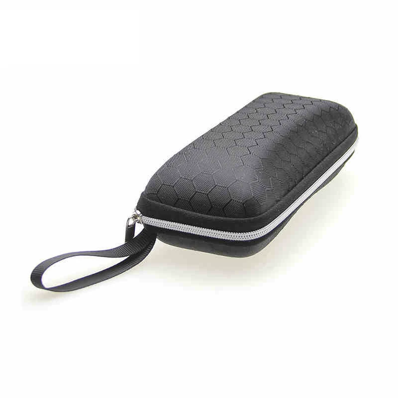 Zippered eyeglass case, hard shell, portable with wrist strap, wholesale