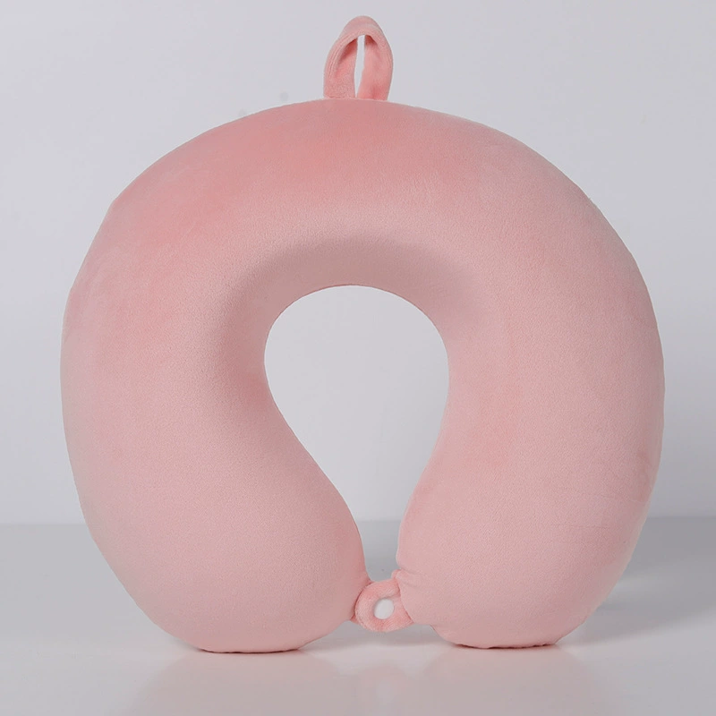 Travel pillow direct sales solid color spandex U-shaped pillow memory foam creative design nap neck pillow wholesale
