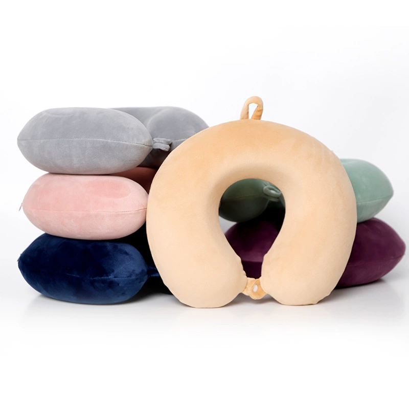 Travel pillow direct sales solid color spandex U-shaped pillow memory foam creative design nap neck pillow wholesale