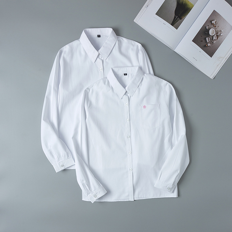 In stock Japanese Orthodox JK uniform long sleeve pointed collar shirt placket cherry blossom embroidery Orthodox jk uniform