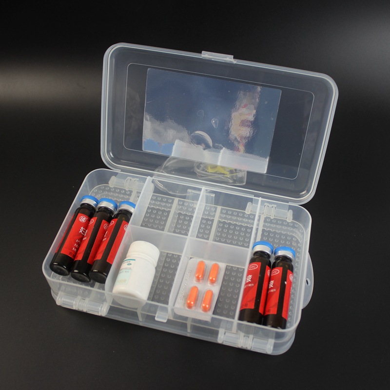 便携双面开11格超大容量药剂收纳盒口服液药盒元件盒子分格小药箱