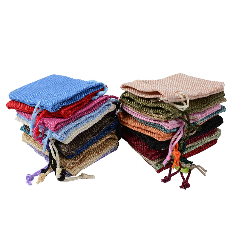 Spot bolsa de arpillera, auriculares, artesanía navideña, regalos, almacenamiento de joyas, embalaje, bolsa de lino con boca de cordón, personalizada