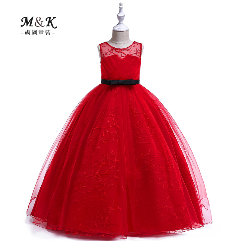 2024 New Style Long Dress Embroidered Wedding Dress Princess Dress Girl's Red Strapless Floor-length Dress Birthday Evening Dress