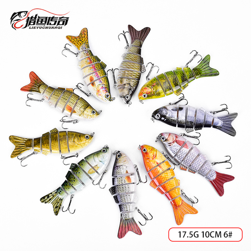 Venta al por mayor de fábrica transfronteriza simulación de Venta caliente multi-Sección pescado 10cm-six-6 sección Luya cebo duro cebo falso