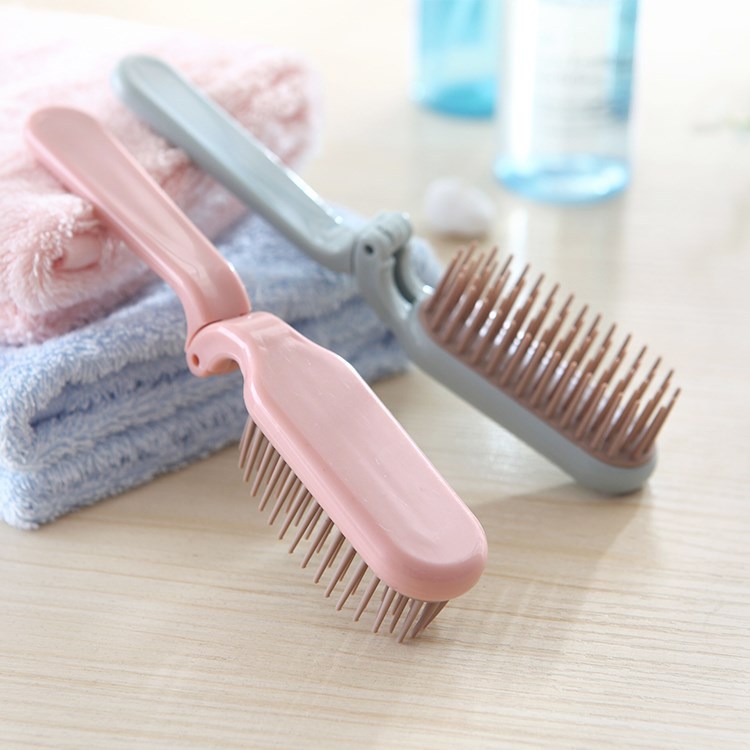 Foldable handheld portable curly plastic brush for traveling