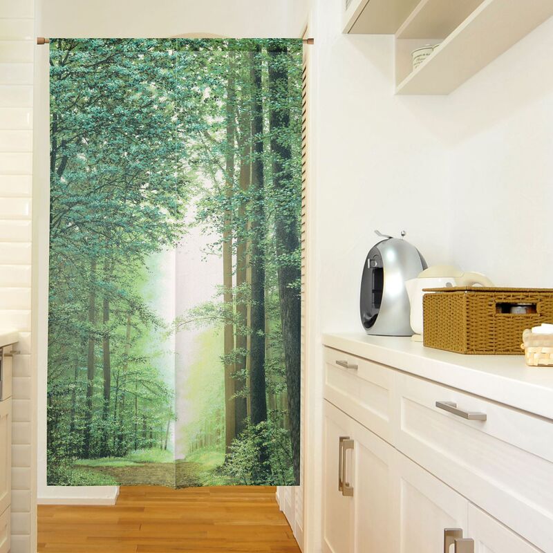 Fabric Door Curtain Japanese Style Lengthen 170 Forest Path Curtain Bedroom Partition Living Room Fengshui Curtain Retail Wholesale
