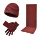 2023 autumn and winter manufacturers supply cross-border men's and women's knitted padded warm wool hat scarf gloves three-piece set