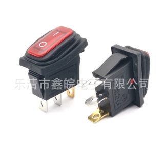 供应KCD3防水船型开关带红灯连体 防尘防油三脚两档 电源翘板开关