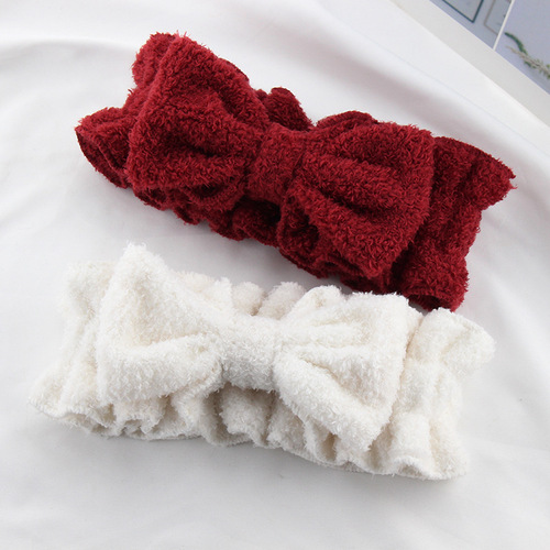 Butterfly knot hair tie new rabbit ear sweet soft girl lotus leaf wide edge elastic face wash hair tie headband hair accessory