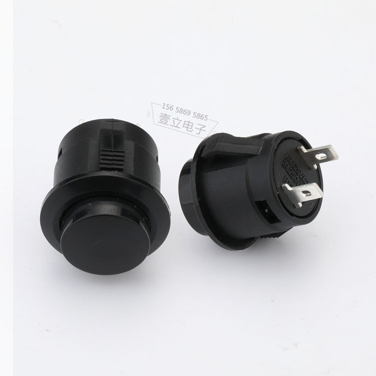 按钮开关R13-507卡式全黑复位开关带帽两脚