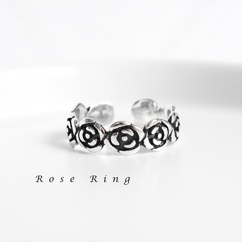 Niche Retro Personality Rose Tail Ring Ring S925 Sterling Silver Ring Korean Dongdaemun Women's Silver Ring