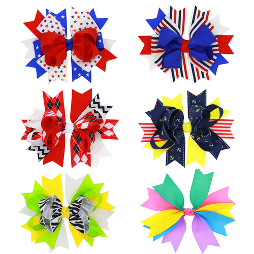 Eurasian children's bow hair accessories foreign trade color-matched bow-edged hair clips set baby tail clips