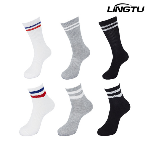 Mid-calf socks thin socks men's striped breathable summer and autumn sports and leisure socks polyester cotton business high socks women's wholesale