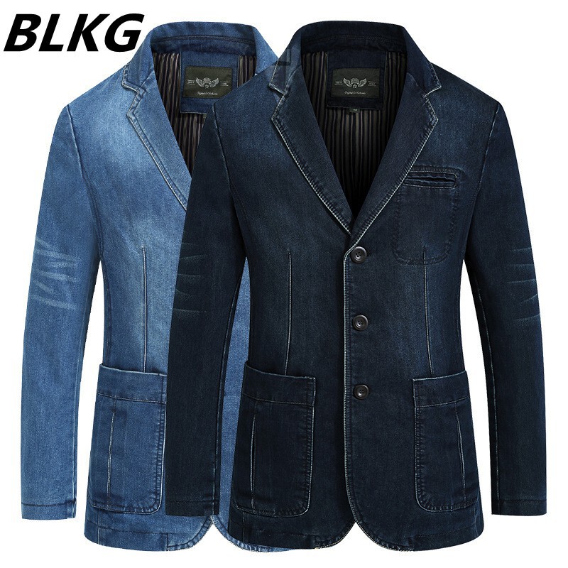 Cross-Border Production Factory Men's Denim Suit Men's Pure Cotton Denim Slim-Fit Jacket Amazon Simultaneous Release Cross-Border Production Factory Men's Denim Suit Men's Pure Cotton Denim Slim-Fit Jacket Amazon Simultaneous Release