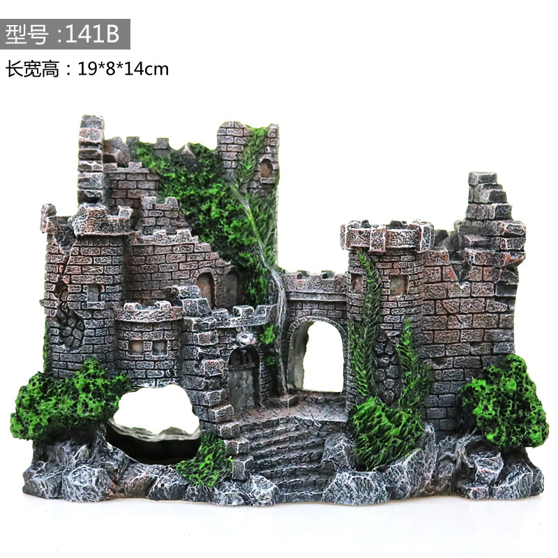 Pecera decoraciones simulación paisaje rocalla suministros adornos acuario casa de diseño Castillo Europeo tamaño grande pequeño