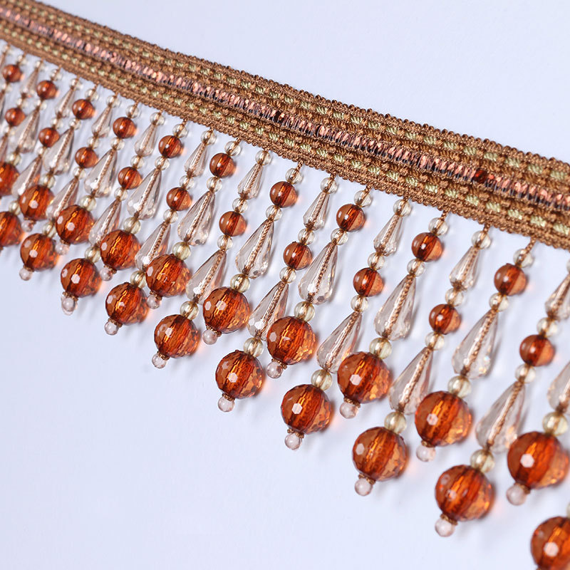 益中厂家直销亚克力15厘米窗帘串珠子流苏花边可以来样品做