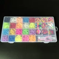 Набор для браслета из радужной резинки DIY, 32-ячейковый органайзер, эко-резинки и подвески