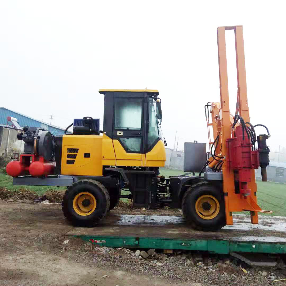 铲车式护栏打桩机 公路护栏打拔钻一体机 山路护栏空压打桩机
