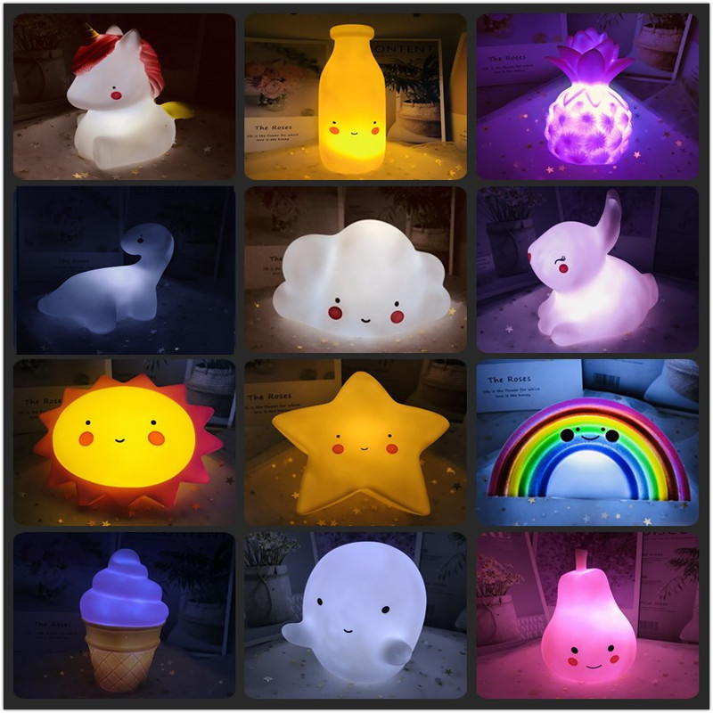 ins Hot Sale Star Clouds Sun Unicorn Ice Cream Nightlight Children's Room Decoration Luminous Toy