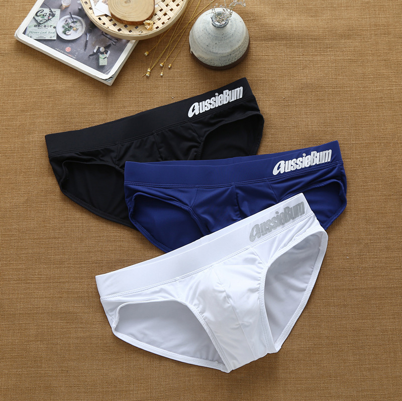 Men's briefs milk silk low waist elastic three-dimensional comfortable aussiebum