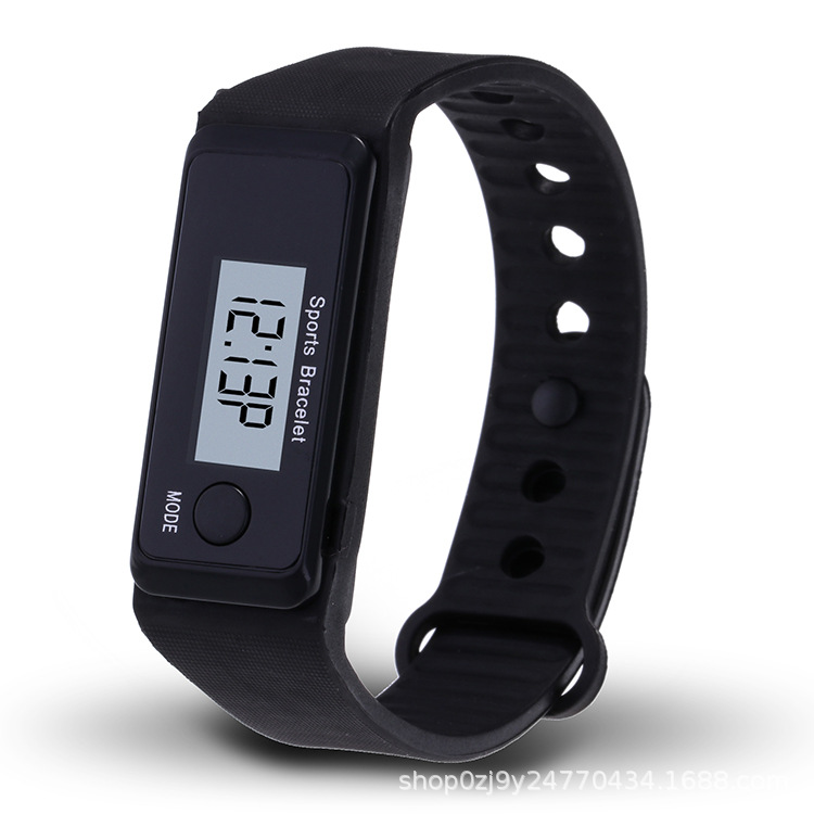现货批发新款LCD时尚潮流运动休闲简便计步器手环手镯电子手表