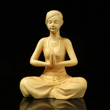 厂家批发黄杨木雕家居瑜伽工艺品装饰摆件美女人物把玩件禅意